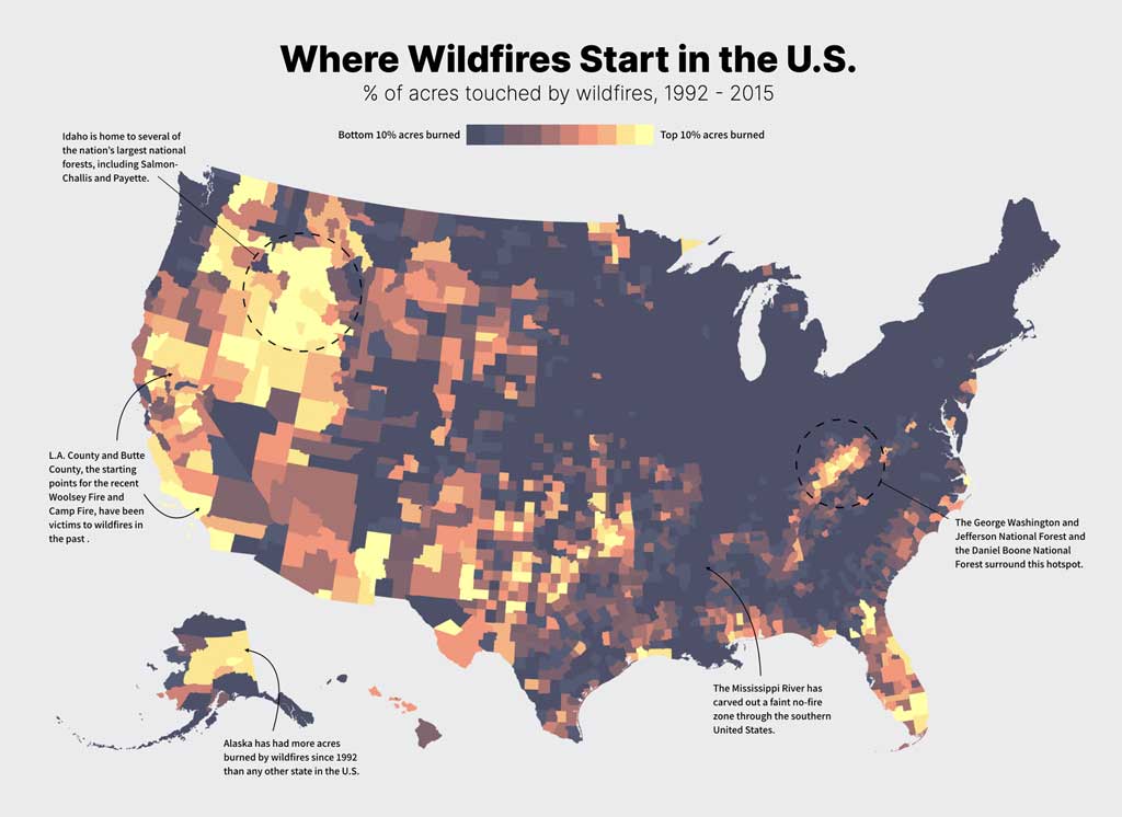 U. S. A. Wildfire map